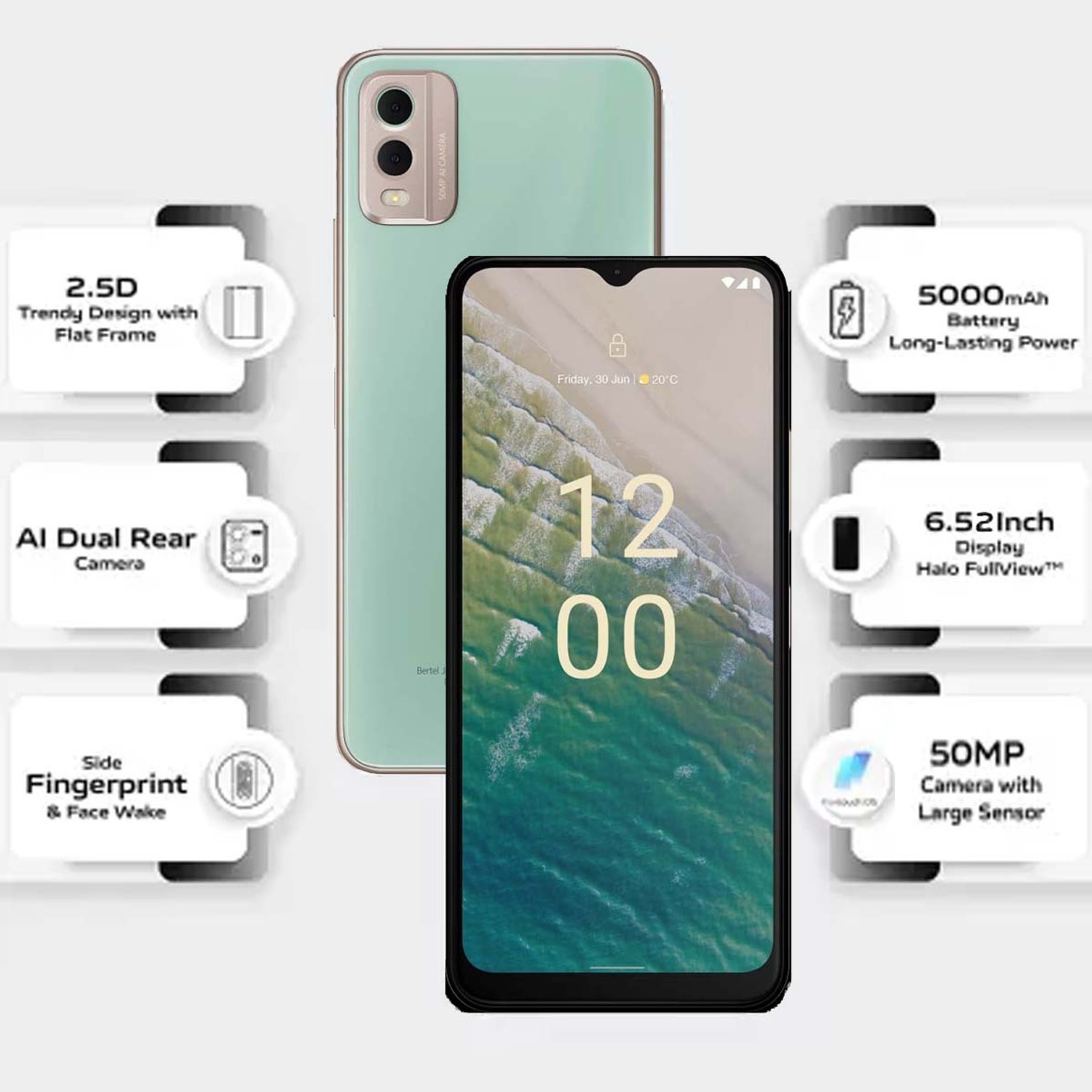 Image of Nokia C32 (MINT, 64 GB) (4 GB RAM)