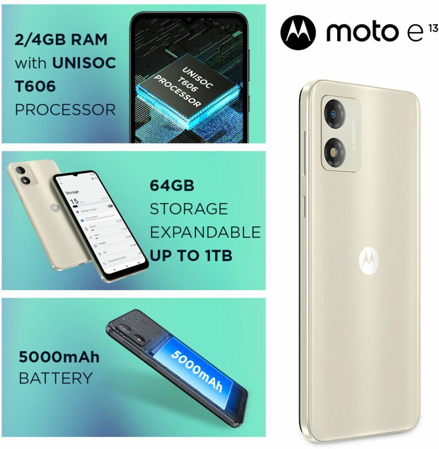 Image of Motorola e13 (Creamy White, 64 GB)