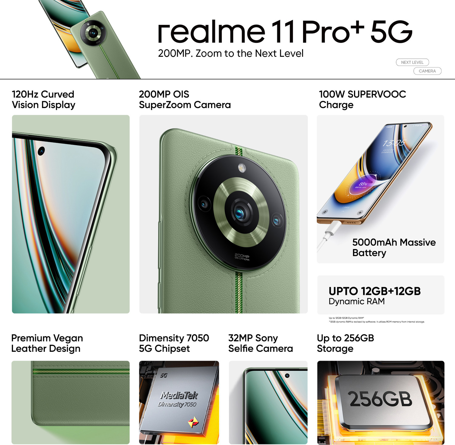 Image of realme 11 Pro+ 5G (Oasis Green, 256 GB)