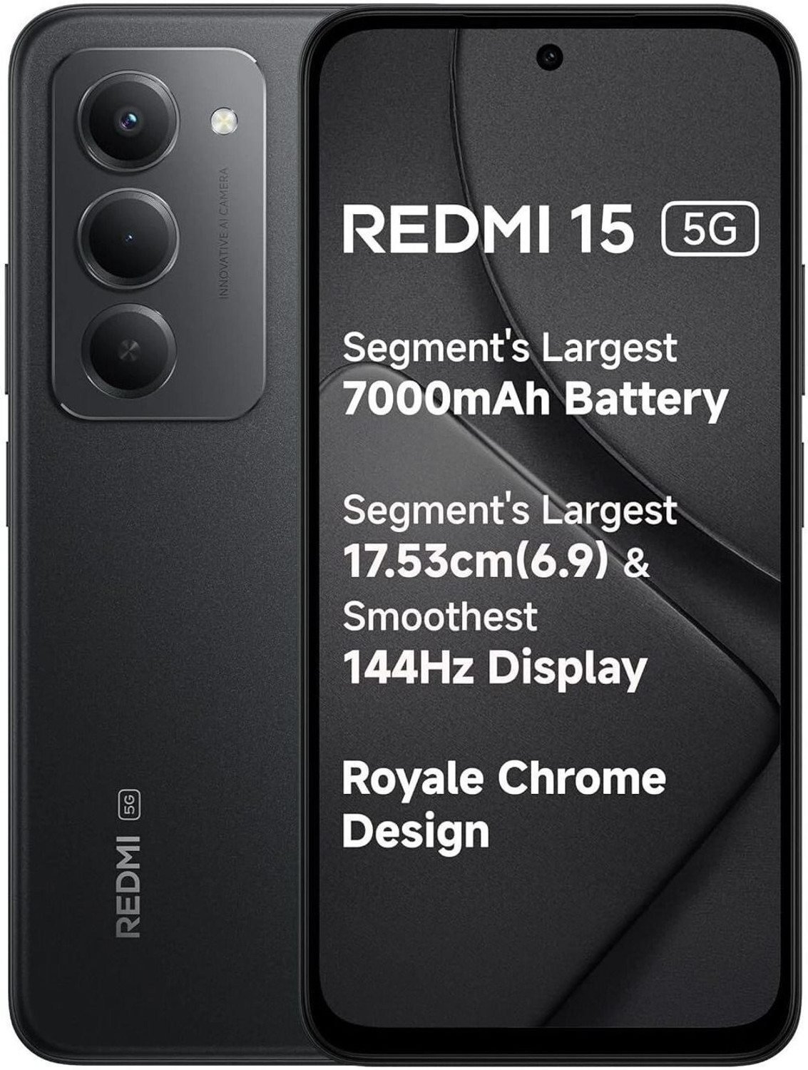 Redmi 15 5G (Midnight Black, 128GB) – ₹18,632, 1% Off