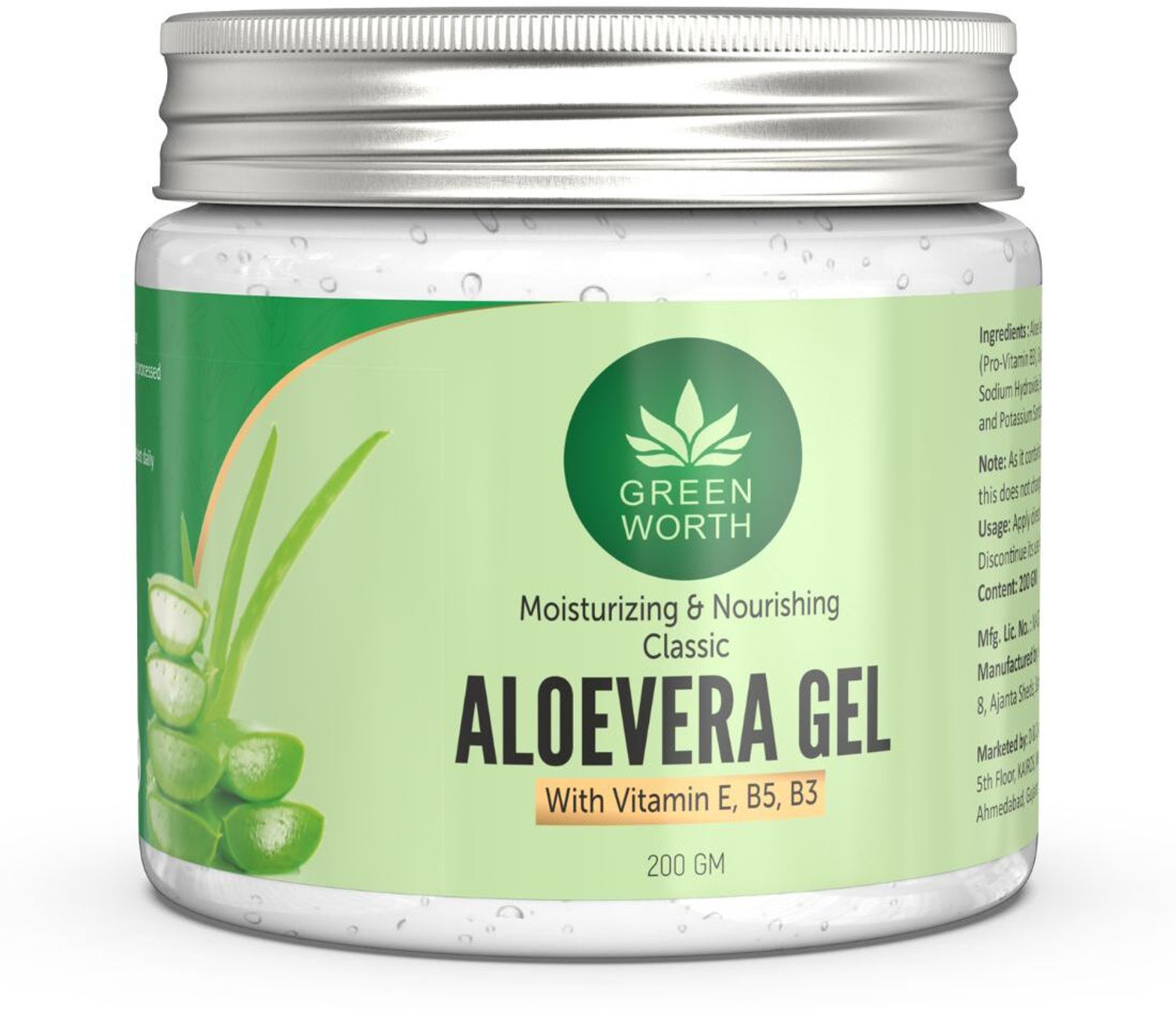 Greenworth Pure Aloe Vera Gel 200g – Hydrating Skin Care