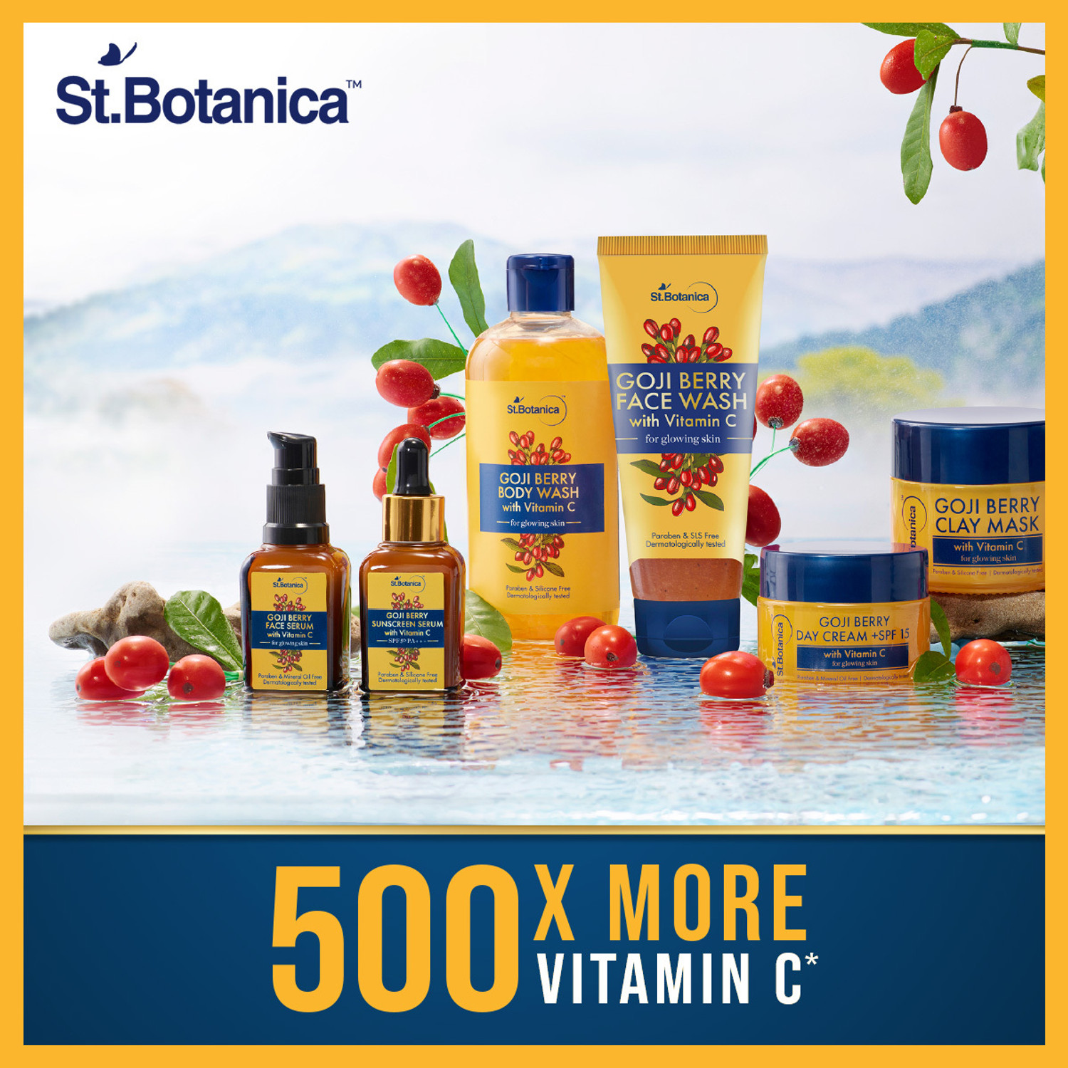 Image of St.Botanica Goji Berry Body Wash with Vitamin C for Glowing Skin, Dermatologically Tested (300 ml)