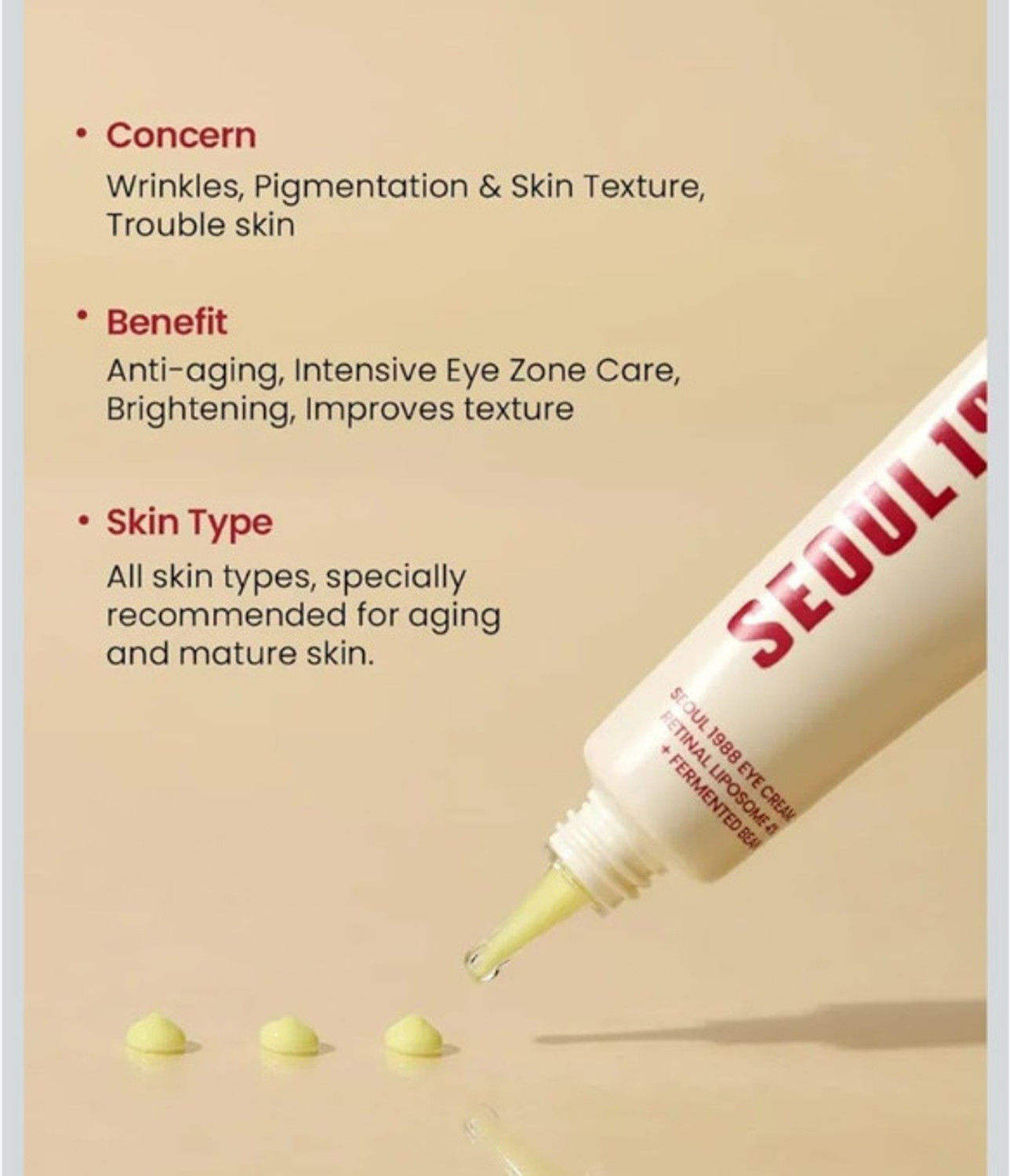 Image of ARMAHI Seoul 1988 Eye Cream Liposome 4% Anti-Aging Formula for Firm, Smooth Eye Skin (0.3 ml)