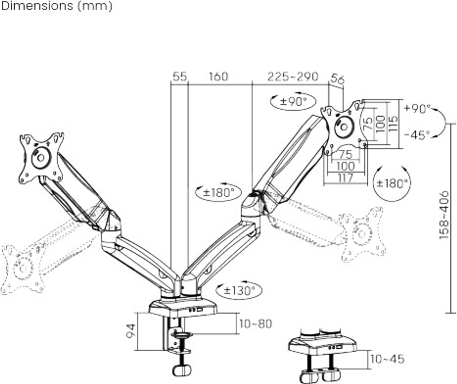 Image of Lumi LDT13-C024 Desk Mount Monitor Arm
