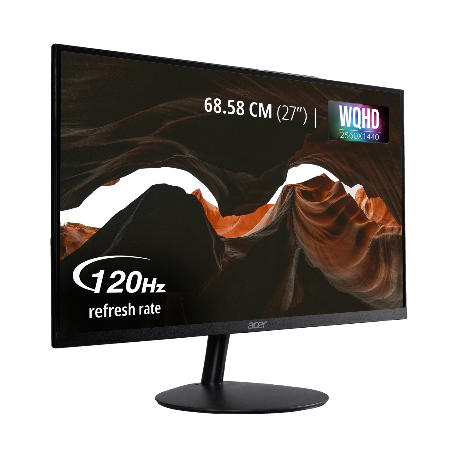 Acer SA272 UG BLACK 68.58 cm (27 inch) WQHD LED Backlit IPS Panel with ZeroFrame Ultra-Thin (7.2mm) Design, Eye Care, HDMI 2.0, DisplayPort Monitor (S...