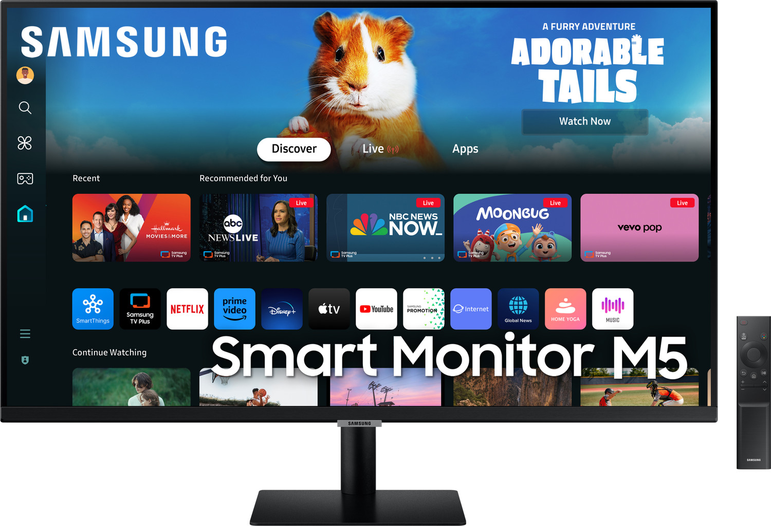 SAMSUNG M5 27 inch Full HD VA Panel with Mouse & Keyboard Control, OTT Apps, IoT Hub, Office 365, Workout Tracker, Multiple Ports, Speakers, Remote, B...