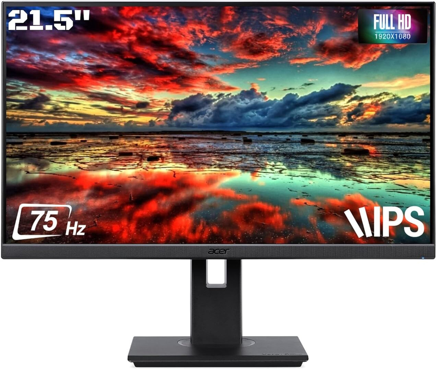 Image of Acer 54.61 cm (22 inch) Full HD LED Backlit IPS Panel Monitor (B227Q) (Adaptive Sync, Response Time: 4 ms, 75 Hz Refresh Rate)