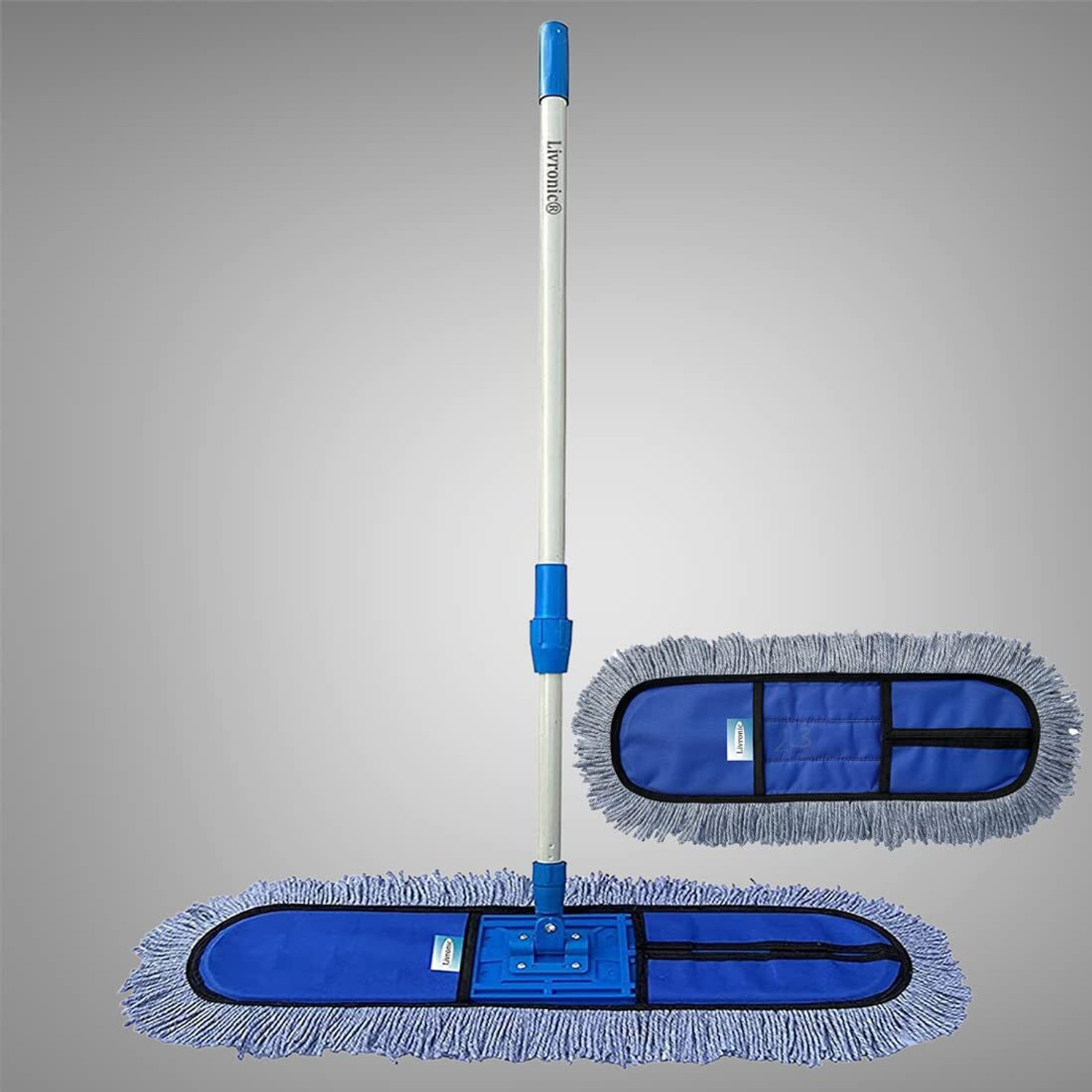 Image of Livronic Plastic Cotton Wet and Dry Floor Mop (18-Inch) with 4 Feet Long Handle Dust Mop (Multicolor)