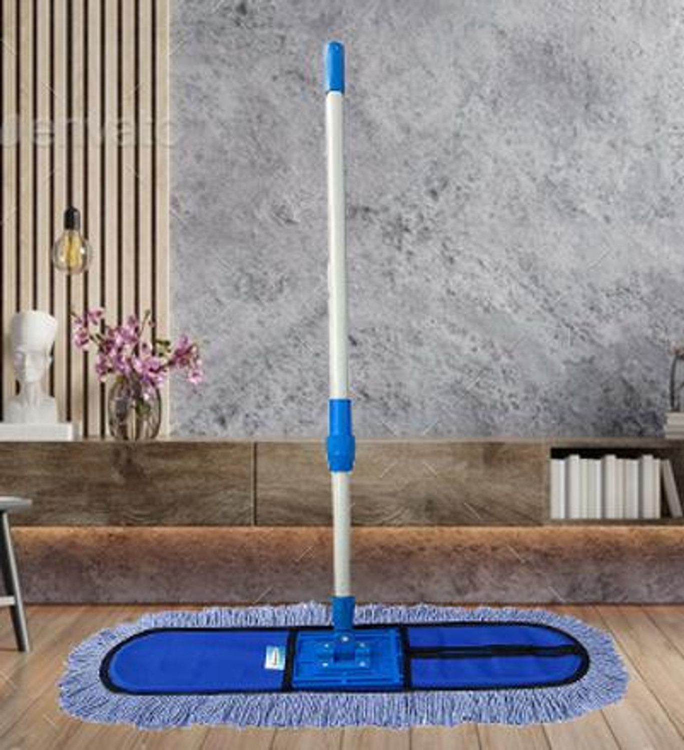 Image of Livronic Plastic Cotton Wet and Dry Floor Mop (18-Inch) with 4 Feet Long Handle Dust Mop (Multicolor)