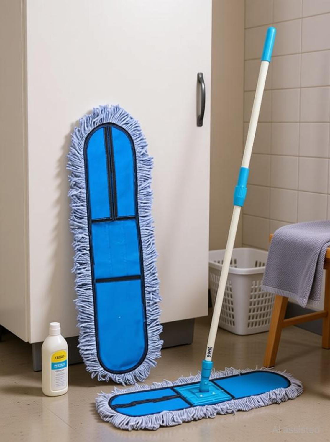 Image of Livronic Plastic Cotton Wet and Dry Floor Mop (18-Inch) with 4 Feet Long Handle Dust Mop (Multicolor)