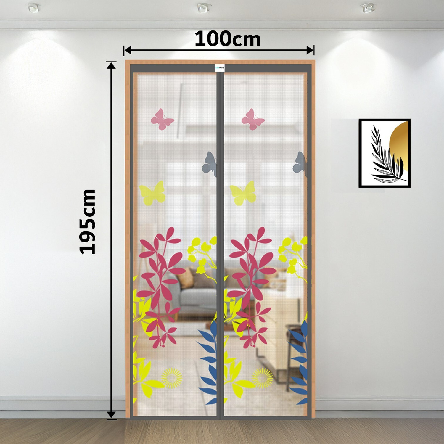 Image of SafeMyles Magnetic Mosquito Net Door - Easy Fit, Breathable & Mosquito Protection Polyester Washable Adults Mosquito Net (Black 210x75cm, Frame Hung)