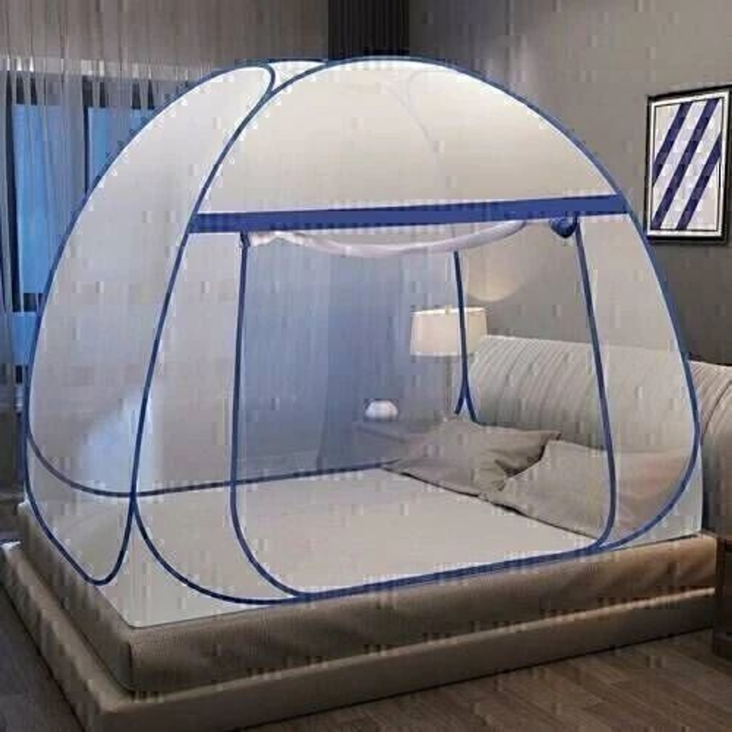 Privine Polyester Adults Washable SmartBuy Double Bed Portable Mosquito Net also Suitable FOR KING/QUEEN size Bed Mosquito Net