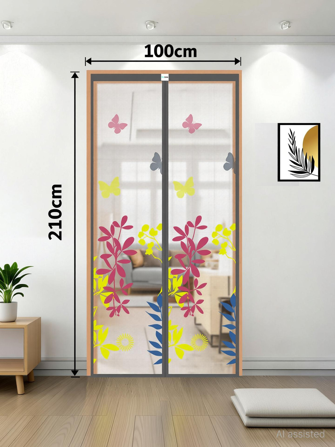 Image of SafeMyles Magnetic Mosquito Net Door - Easy Fit, Breathable & Mosquito Protection Polyester Washable Adults Mosquito Net (Black 210x75cm, Frame Hung)