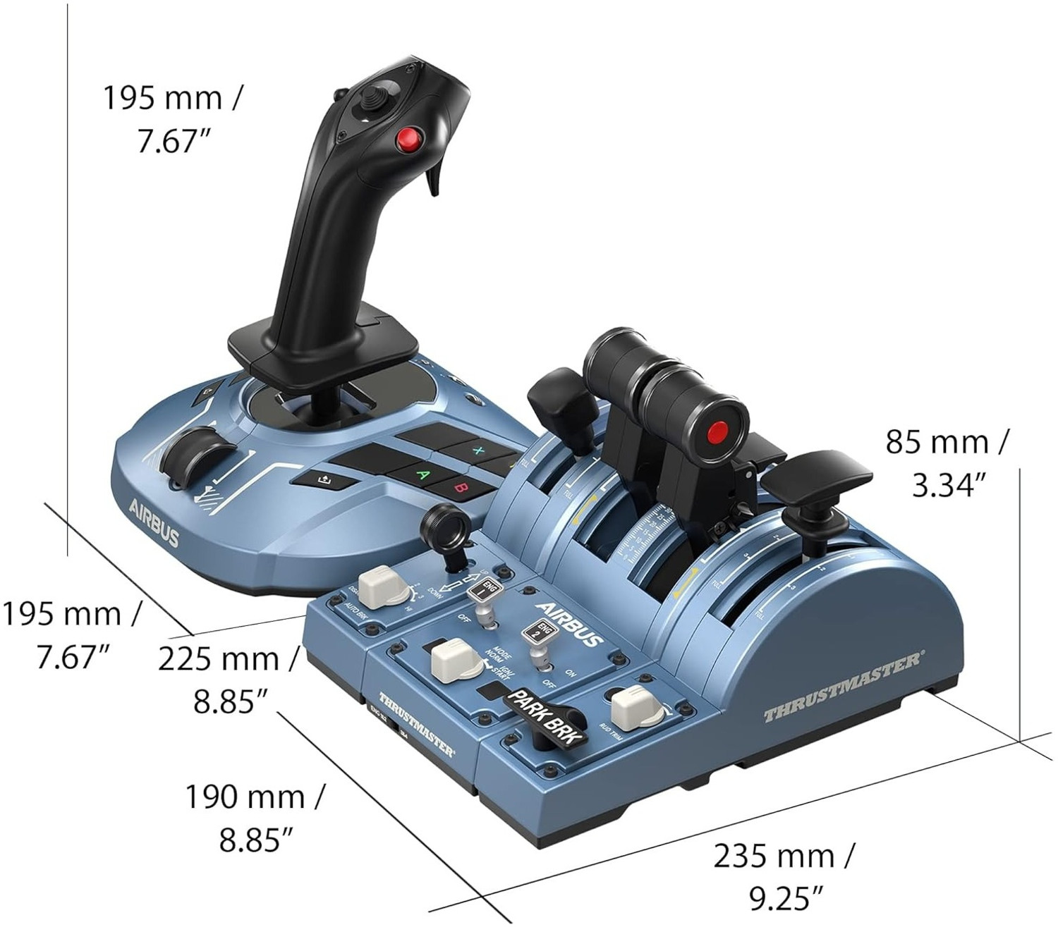 Image of THRUSTMASTER TCA Captain Pack X Airbus Edition for Xbox & PC, Flight Simulator Control System Motion Controller (Sky Blue, For PC, Xbox)