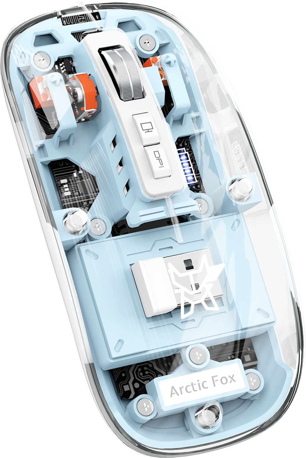 Arctic Fox Pureview Transparent Wireless and Bluetooth Rechargeable Mouse Wireless Optical Gaming Mouse