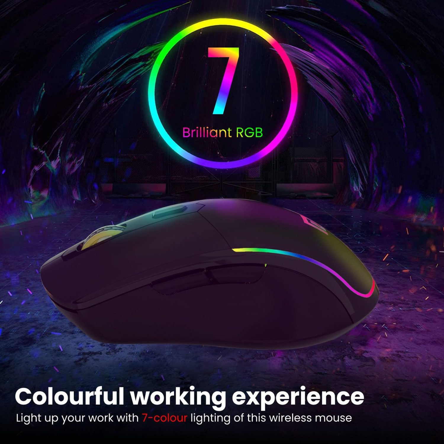 Image of Portronics Toad One Ambidextrous Optical Mouse Rechargeable with 6 Buttons, RGB Lights
