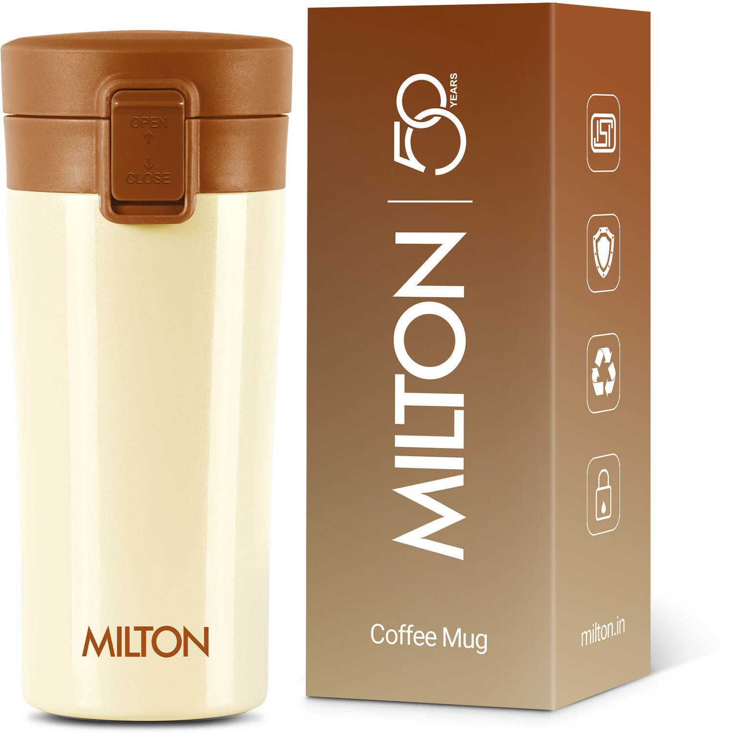Image of pexpo Cocoa Vacuum Insulated Hot & Cold Spill Proof Stainless Steel Coffee Mug (260 ml)