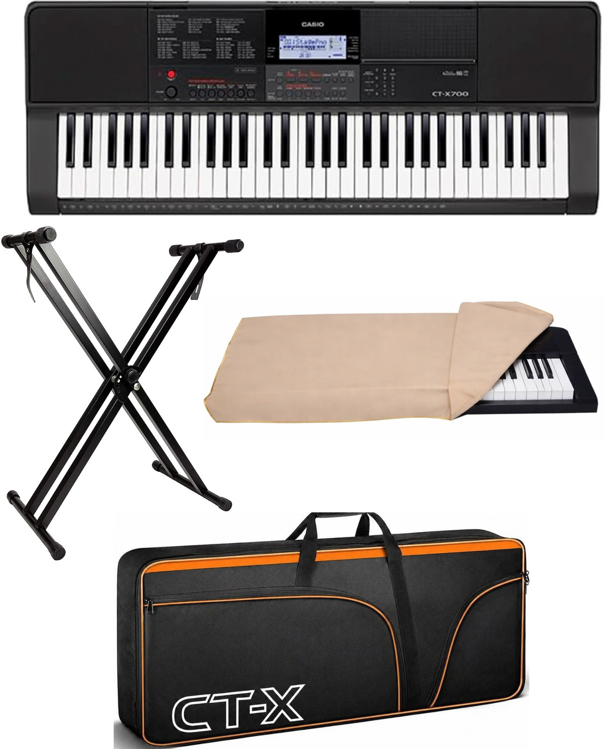 CT-X700IN+ CASIO CARRY CASE + DOUBLE PIPE STAND+DUST COVER CTX700KIT Digital Portable Keyboard (61 Keys)