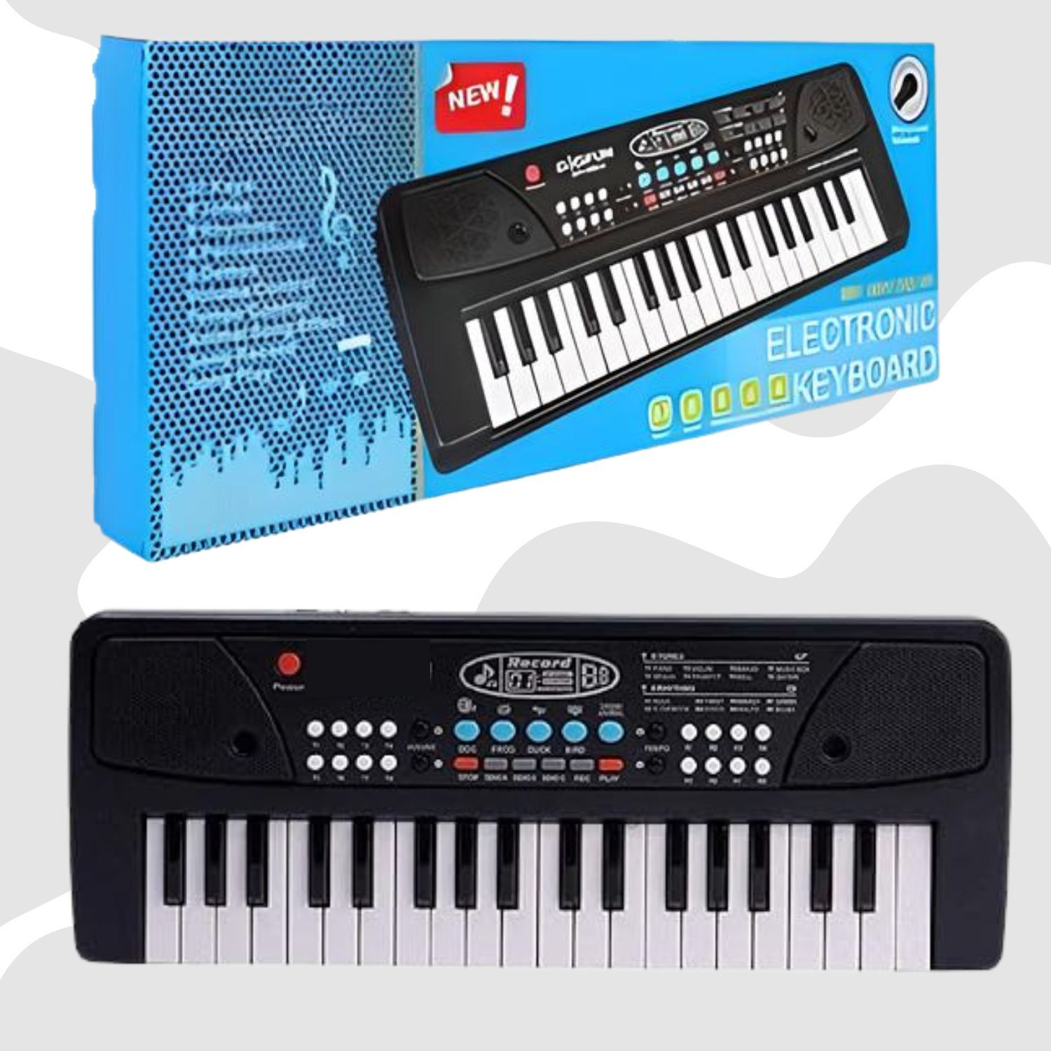 MM toys Kids Piano with Mic 37 Key 8 Rhythm 8 Tones 6 Demos Portable E