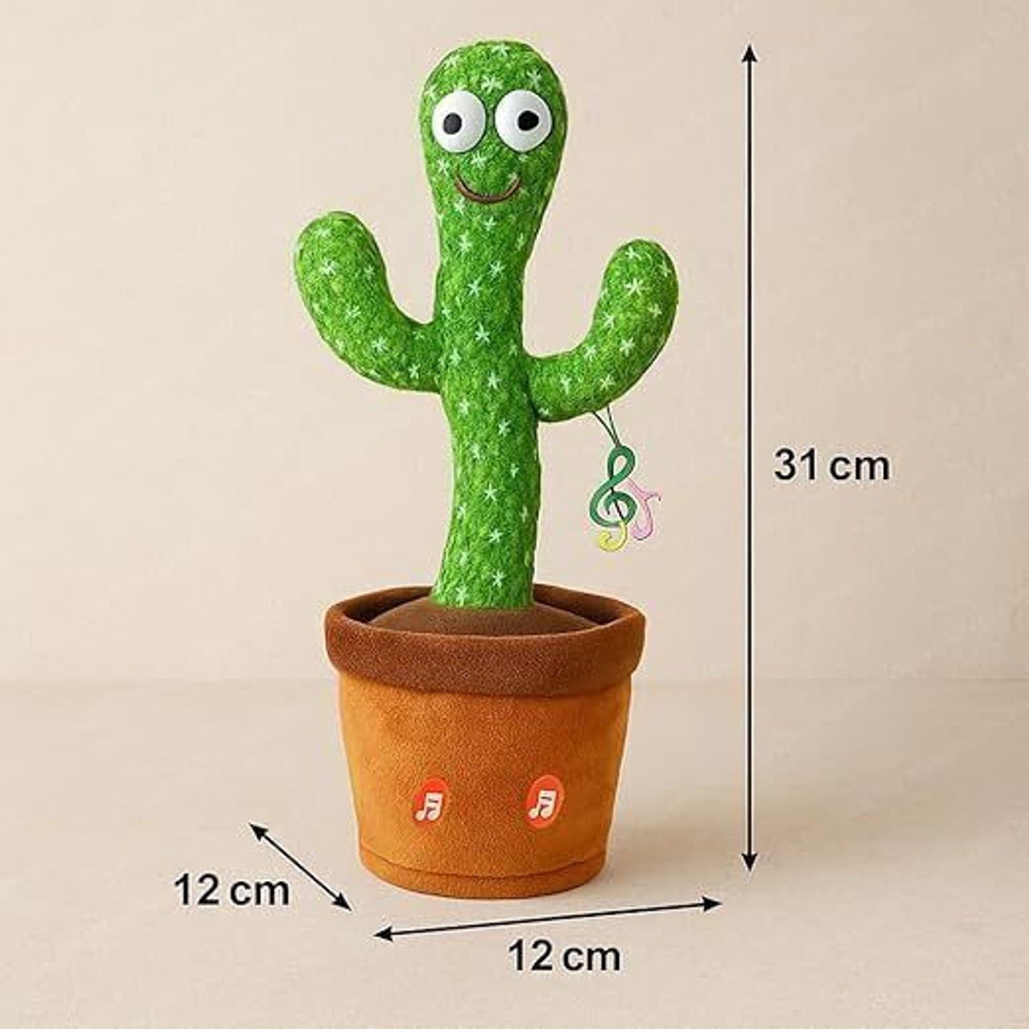 Image of Bapuji Dancing & Singing Cactus with Lighting, Voice Recording & Repeat Words Kids Toy (Green)