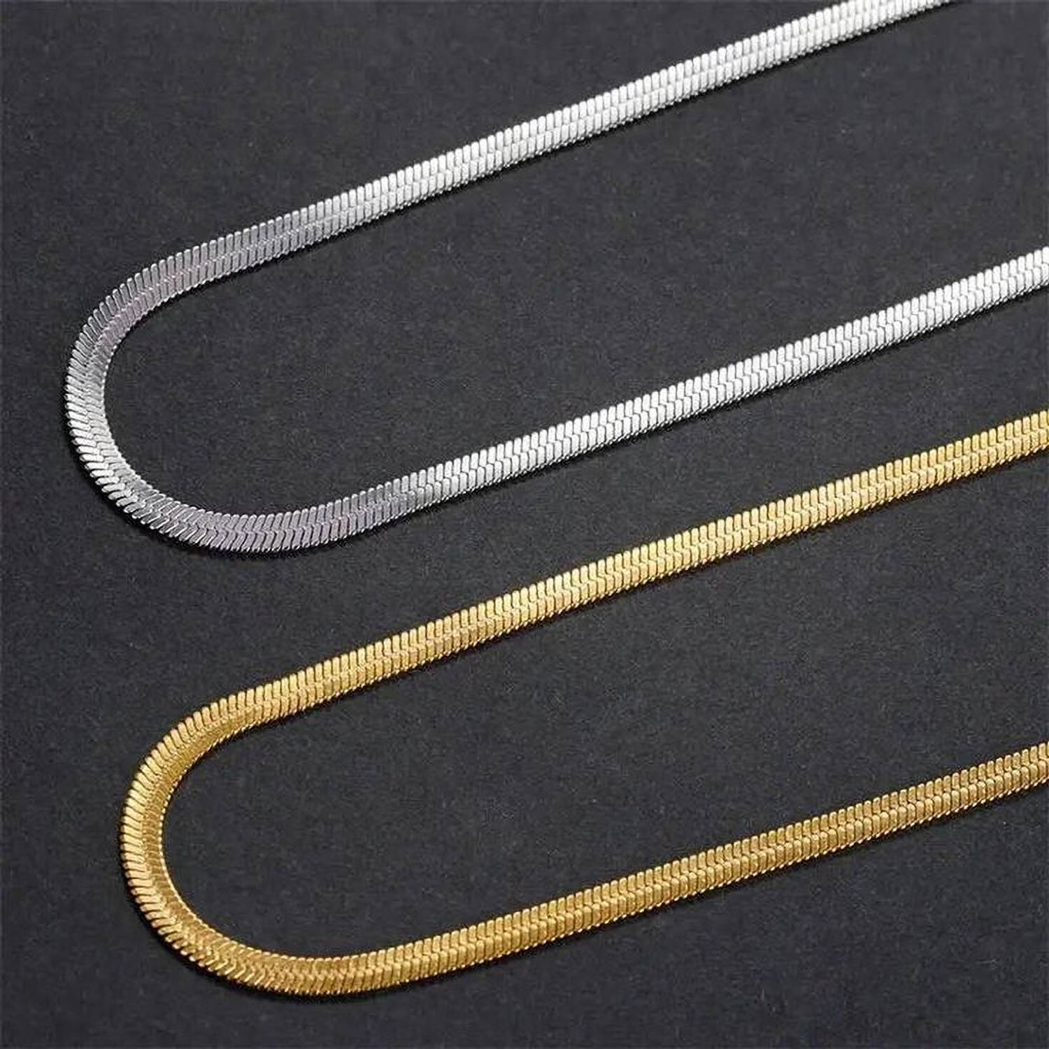 Unicornjewels Stylish Snake Chain Combo â 1 Silver & 1 Gold Chain for Men & Women Gold-plated, Silver Plated Stainless Steel Chain