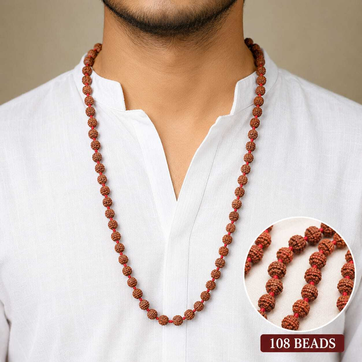 Image of ShivaRatna Original Karungali & Rudraksha Mala | 54 Beads with 5 Mukhi Powerful Pendent Rudraksha Necklace