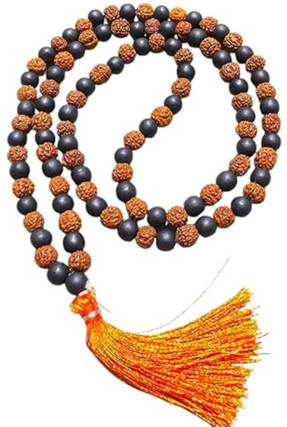 Image of ShivaRatna Original Karungali & Rudraksha Mala | 54 Beads with 5 Mukhi Powerful Pendent Rudraksha Necklace