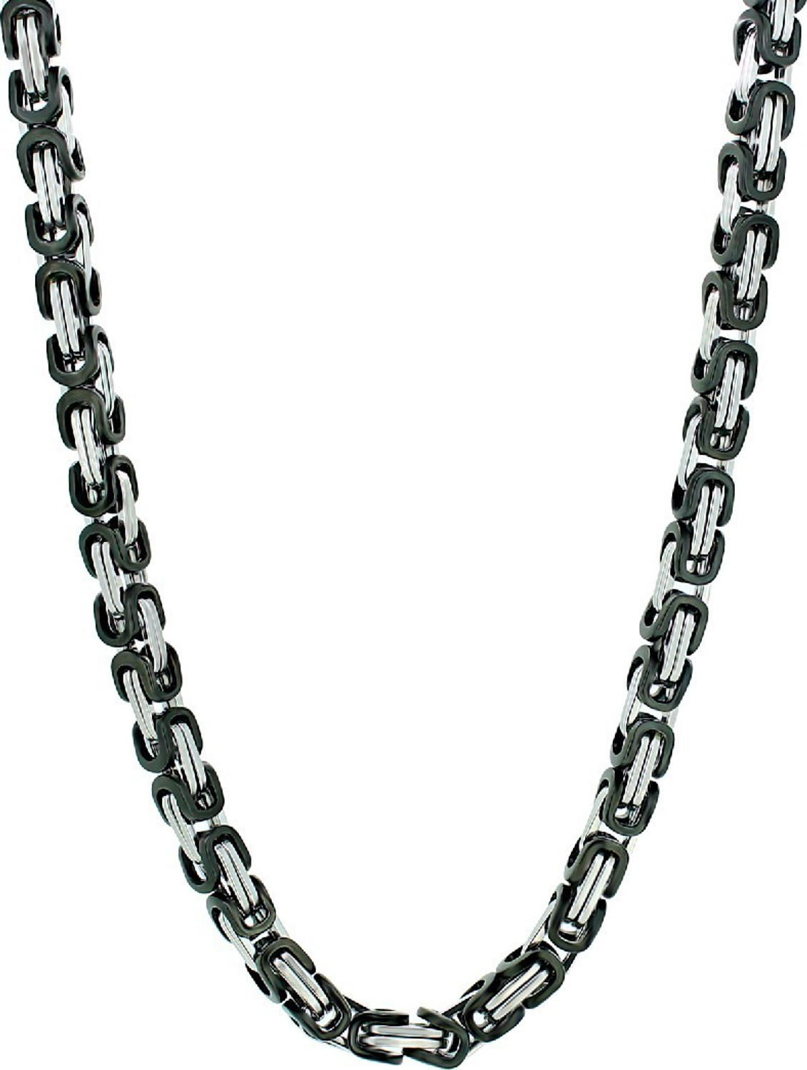 NAKABH Elegant Statement Necklace Black Silver Plated Stainless Steel Chain