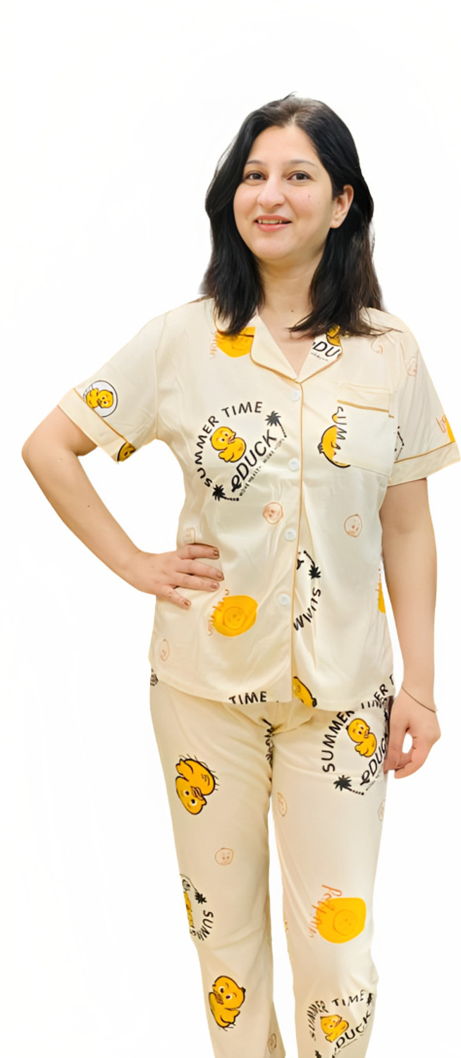 Lugo Women Printed Beige Night Suit Set Price History