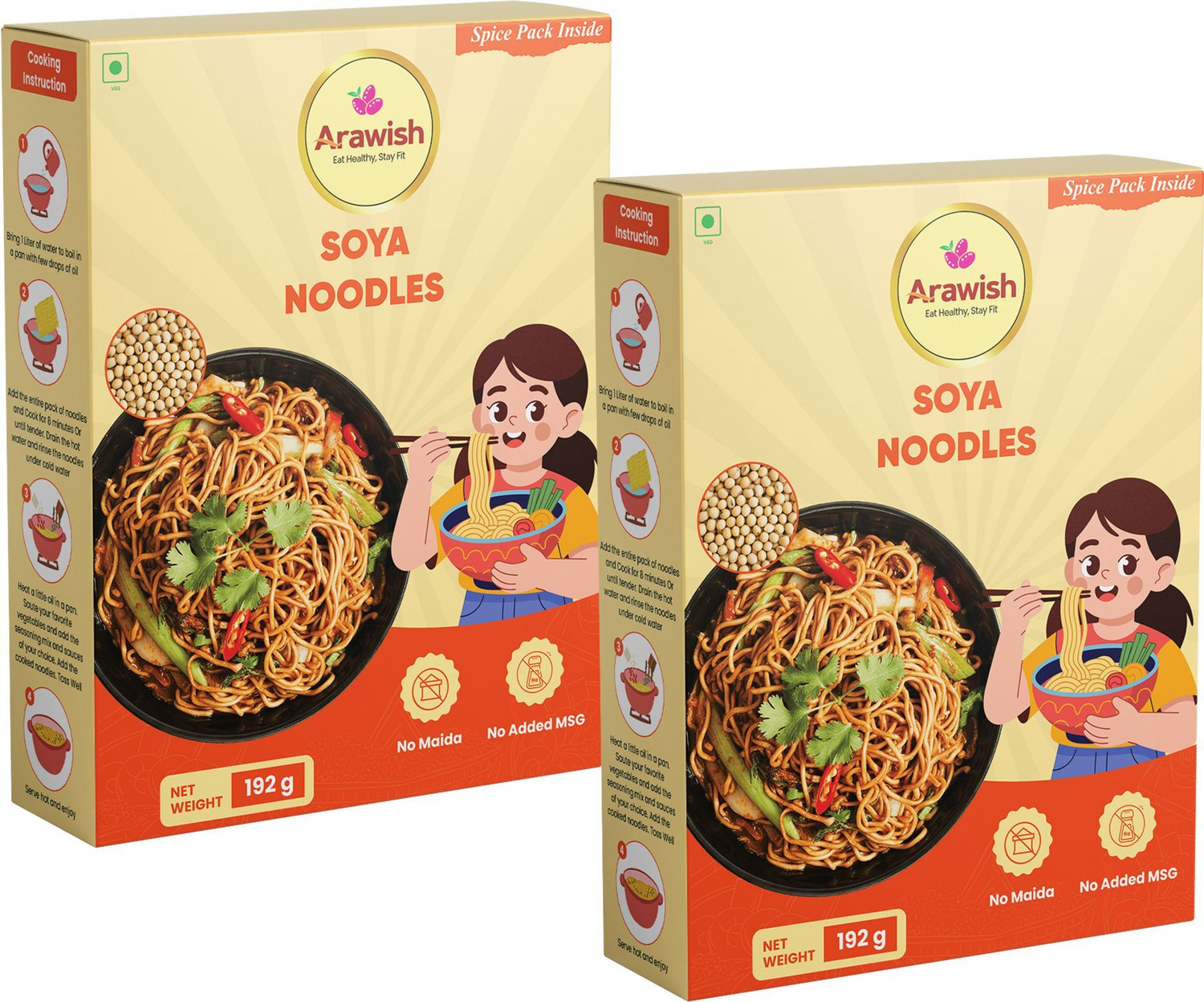 Image of MasterChow Chinese Hakka & Udon Noodle Kit (Pack of 4) | No Preservatives | Get Restaurant Style Taste in Just 10 Minutes | Serves 4-5 Meals Hakka Noodles (4 x 300 g)
