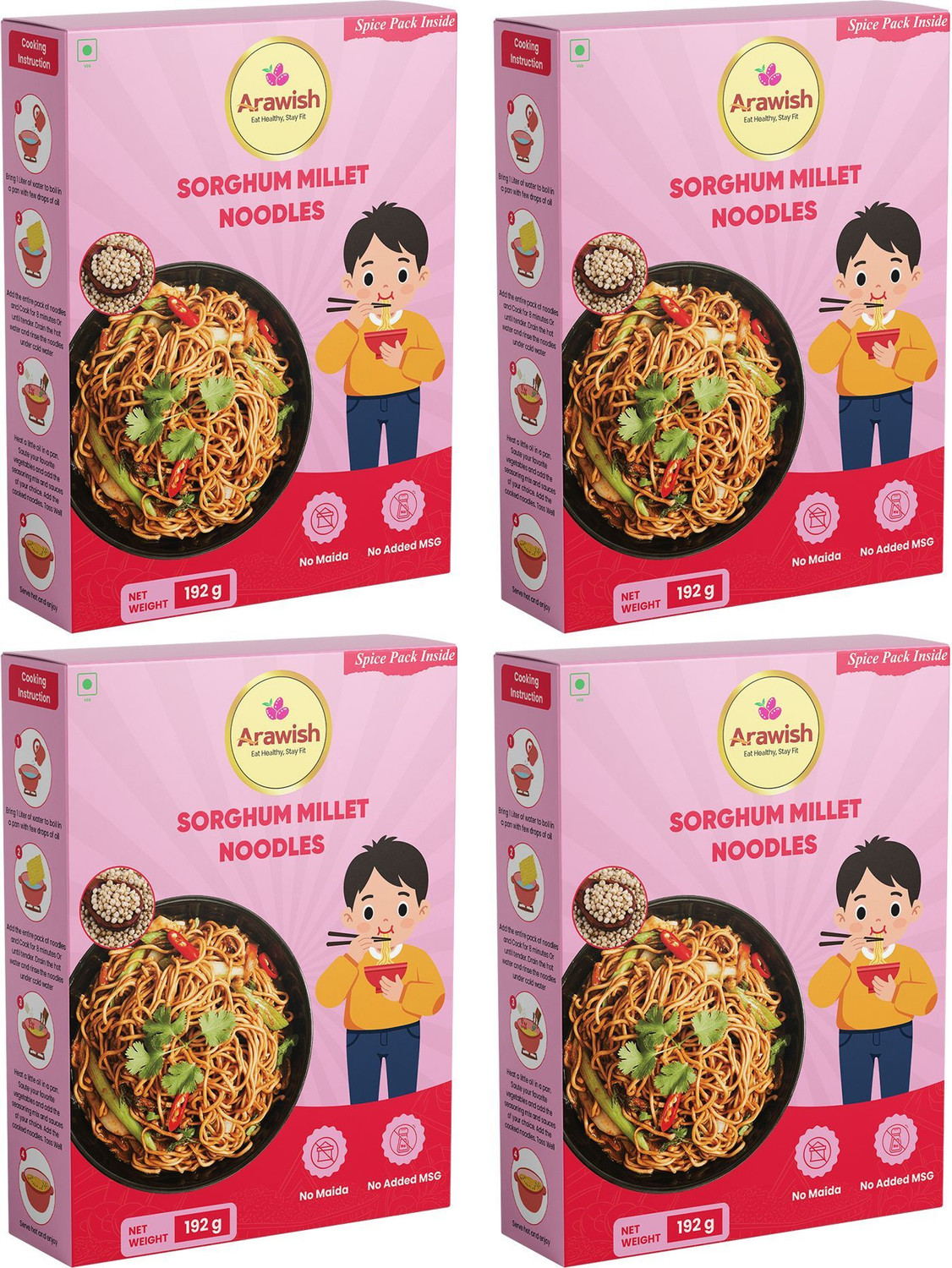 Image of MasterChow Chinese Hakka & Udon Noodle Kit (Pack of 4) | No Preservatives | Get Restaurant Style Taste in Just 10 Minutes | Serves 4-5 Meals Hakka Noodles (4 x 300 g)