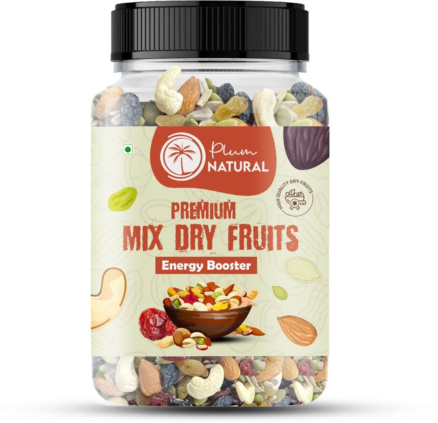 Plum Natural Mix Dry Fruit | Panchmeva | 1KG | JAR | Almonds, Cashews,