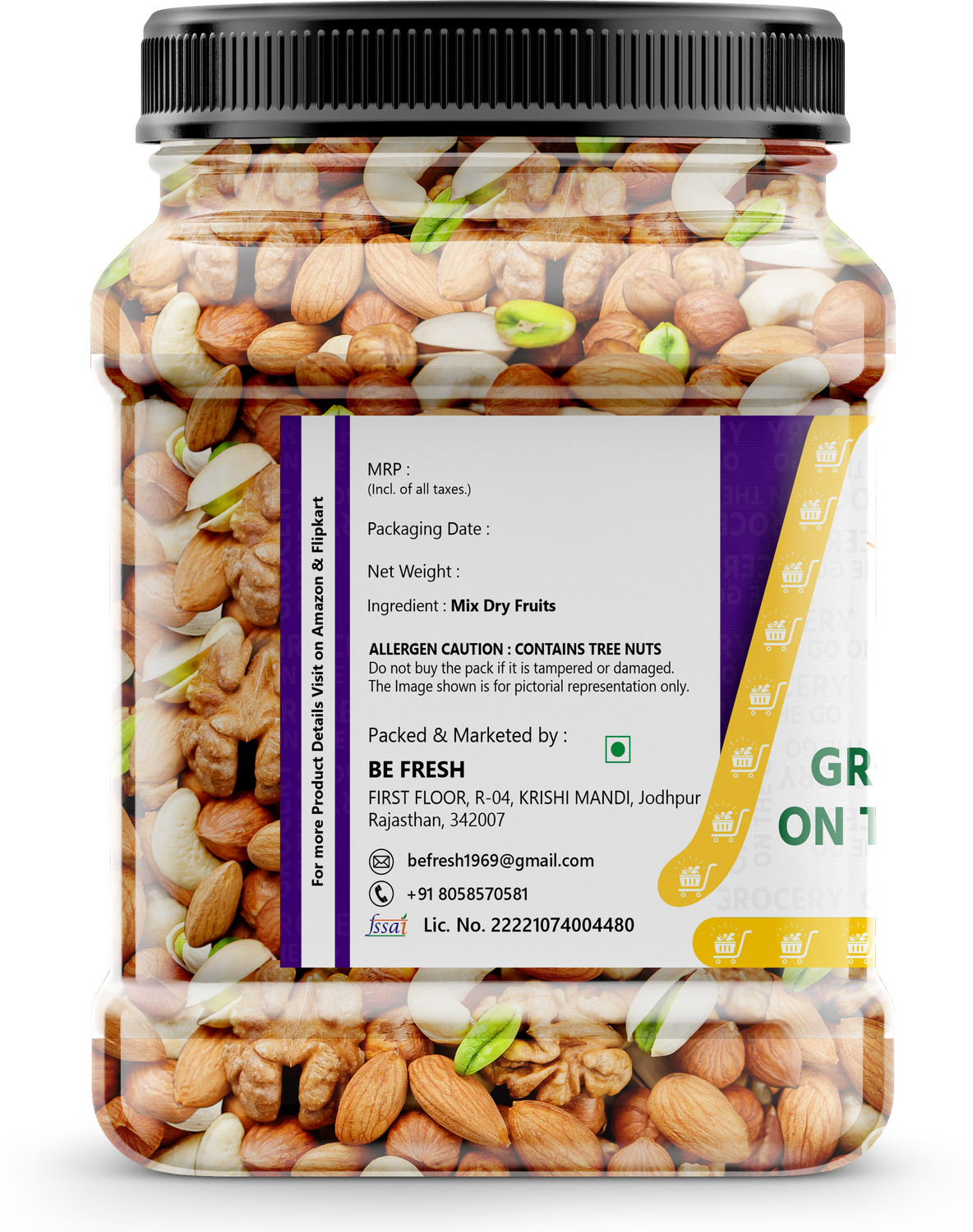 Image of GROCERYONTHEGO 53MixDryFruits1kgCashewAlmondRaisinsWallnutsPistachiosAnjeerBlackRaisinsApricot (1 x 1 kg)