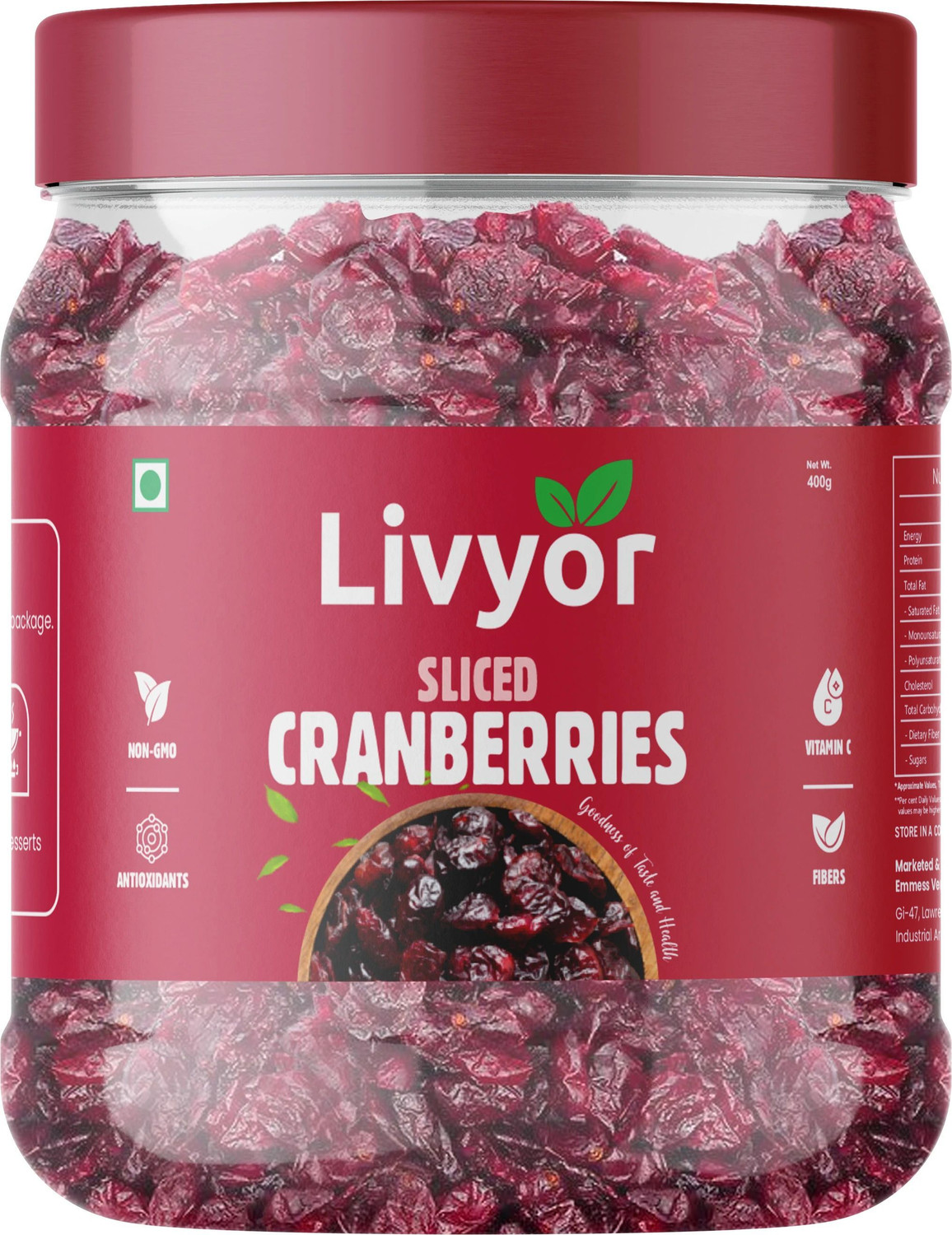 LIVYOR Premium Sliced Cranberries | Natural Dried Cranberries