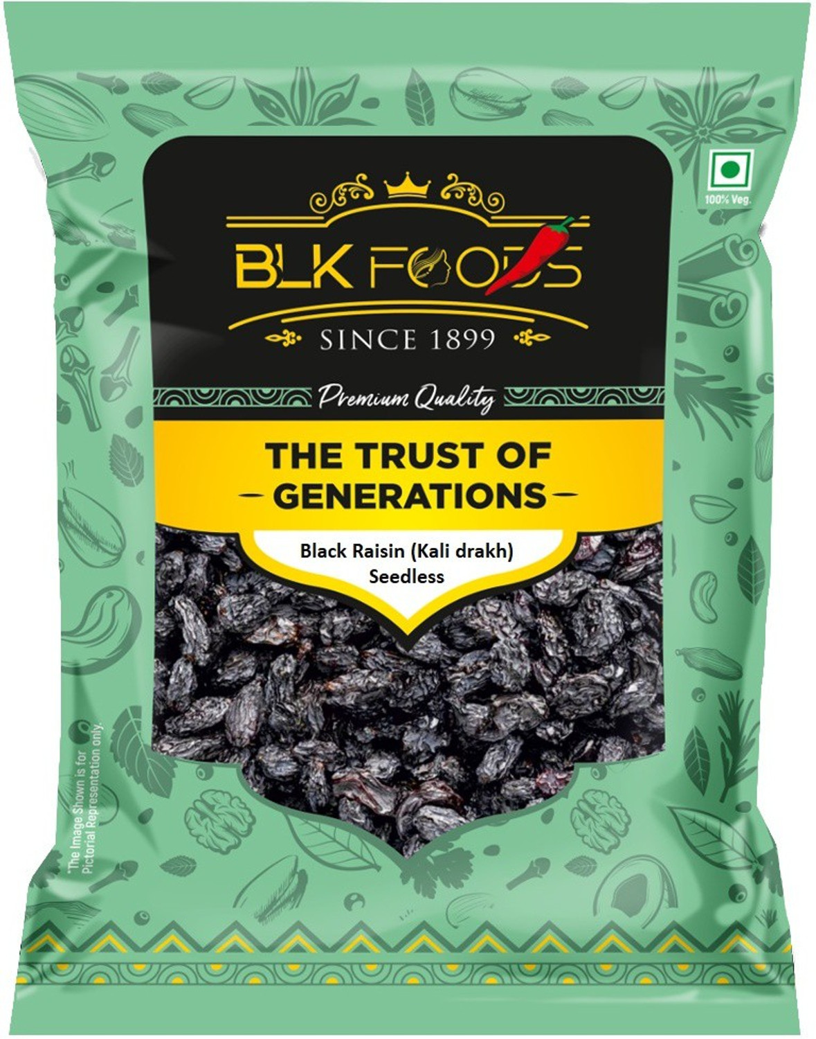 Image of BLK FOODS Select Black Raisin (Kali drakh) Seedless Raisins
