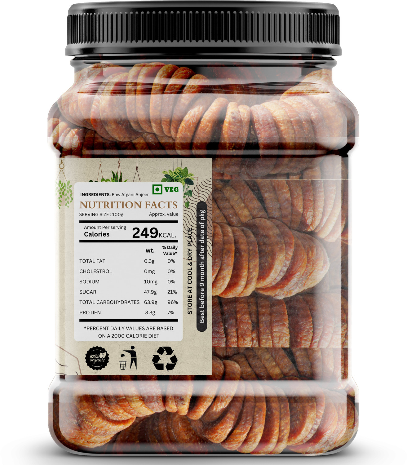 Image of Mv platter Afghani Anjeer Premium Dry Figs Anjeer 1kg Figs (1 x 1 kg)