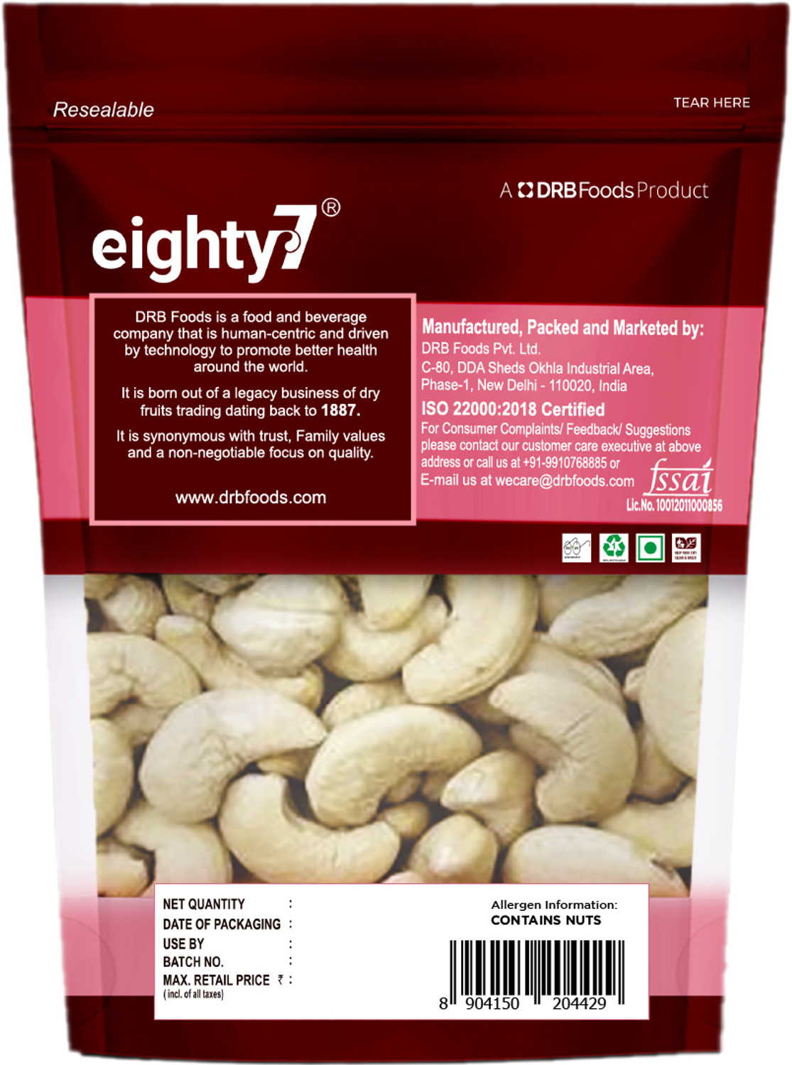 Image of Eighty7 cashew 250gm Cashews