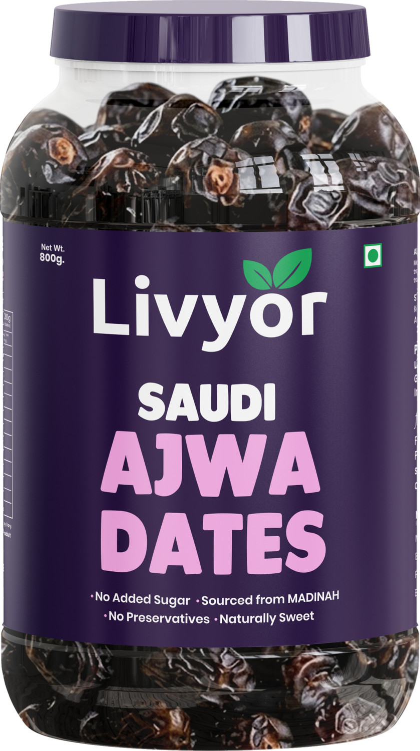LIVYOR Premium Saudi Ajwa Dates | Khajoor | Khajur Dry Fruits | No Add