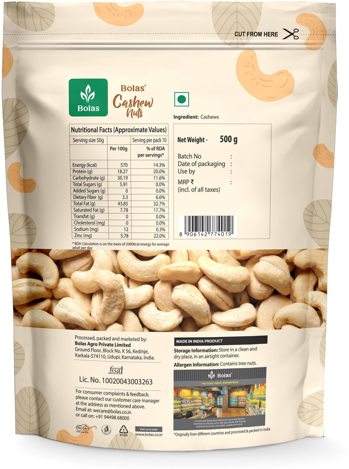 Image of Bolas Cashew Kernels Cashews (1 x 500 g)