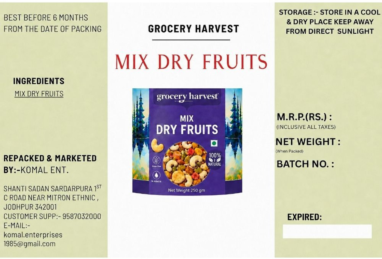 Image of GROCERY HARVEST Gourmet Crunchy Nut Mix Natural Energy Tasty Munch Assorted Seeds & Nuts (1 x 1000 g)