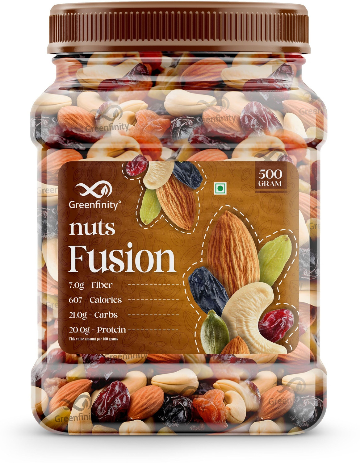 Greenfinity Healthy Nutmix | Mixed Dryfruits | Source of Vitamin and Minerals  (500 g)