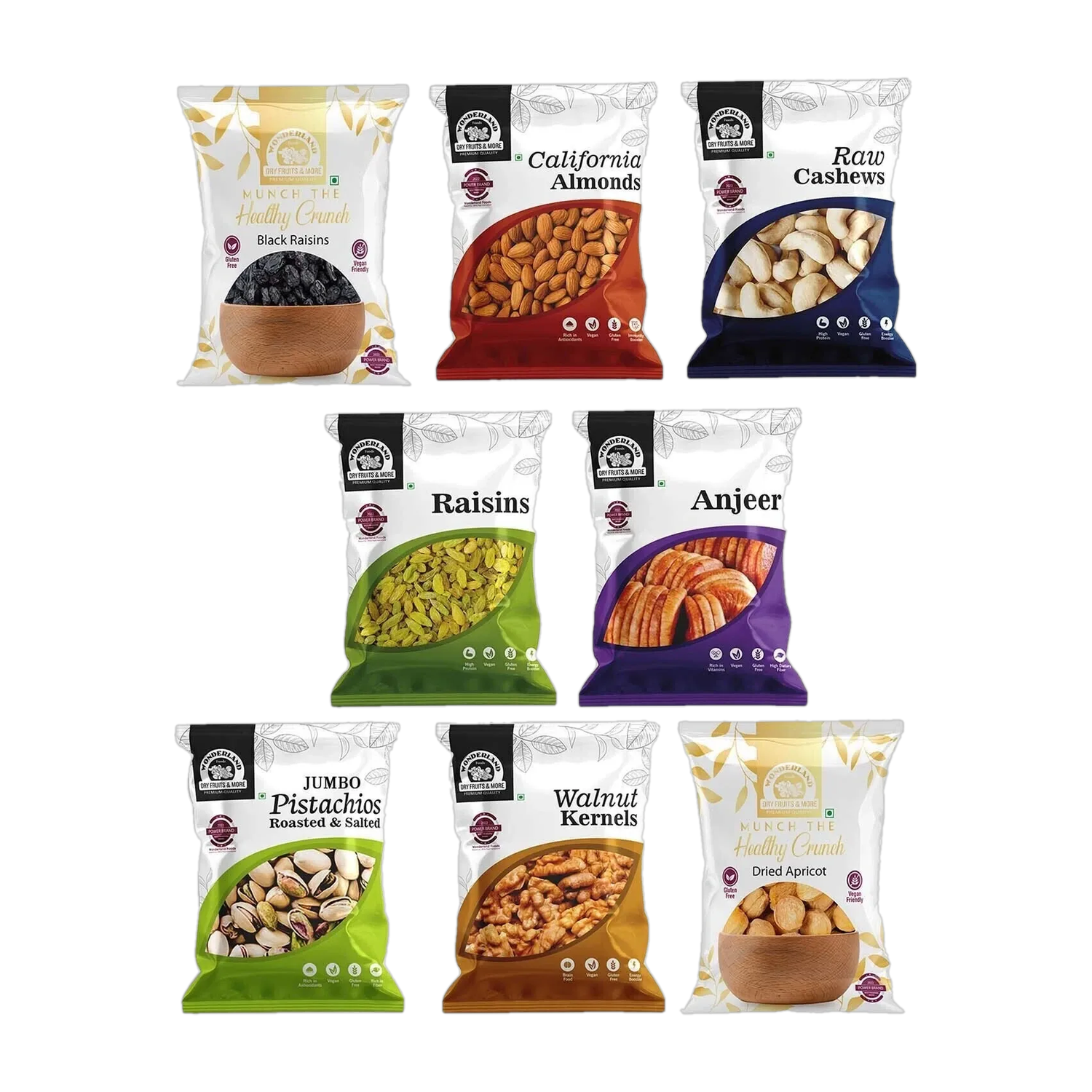 WONDERLAND Foods Dry Fruits Combo Pack with Pistachios, Almond, Cashew