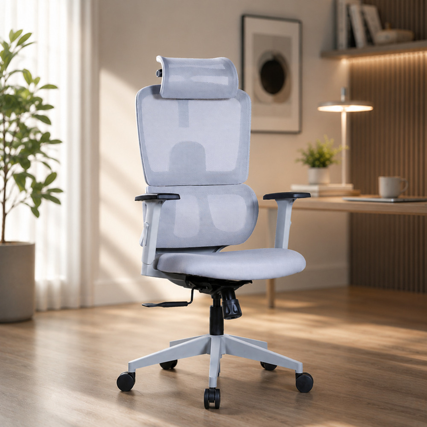 Image of TECHSEAT Leatherette Office Adjustable Arm Chair (Grey, DIY(Do-It-Yourself))