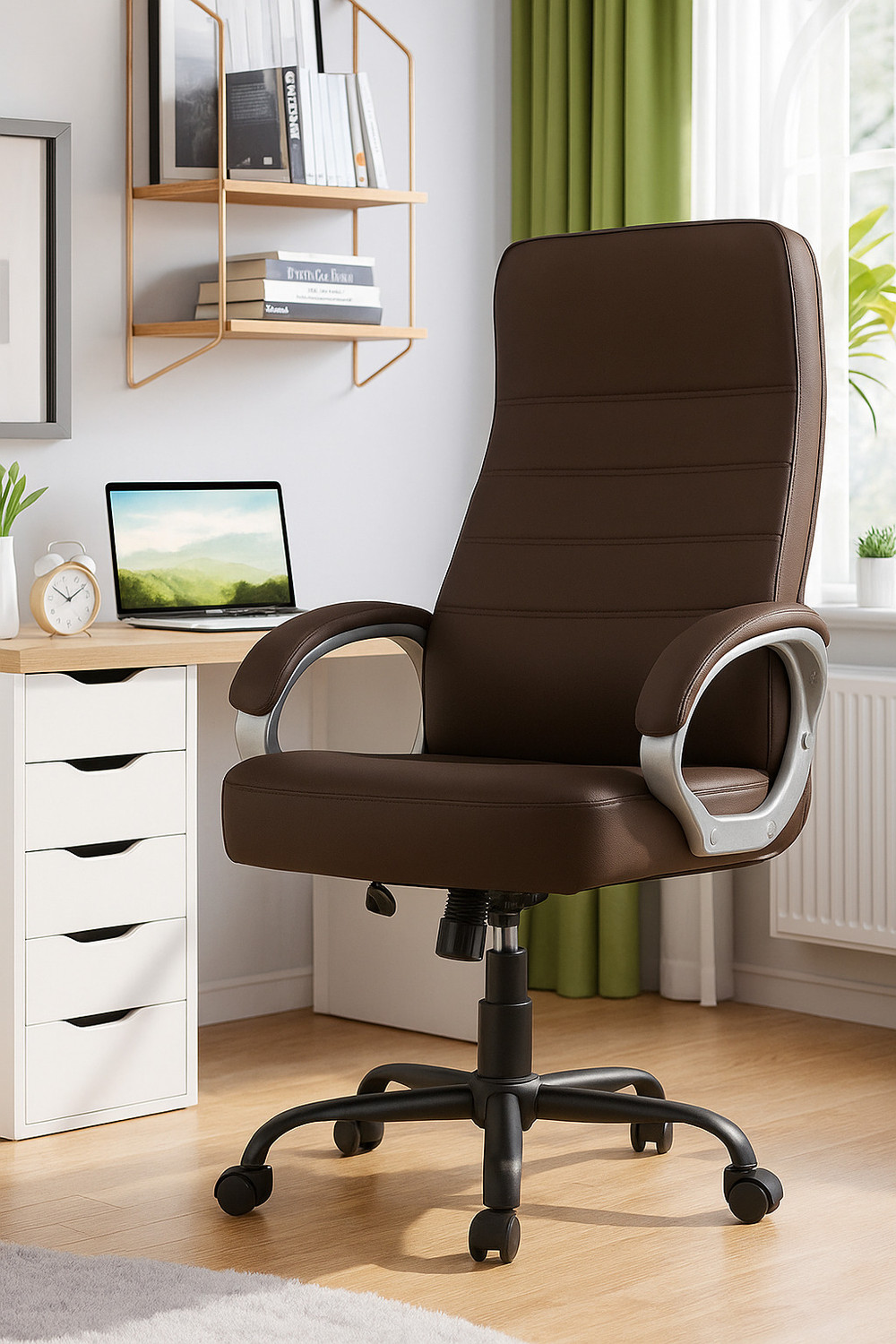 Newturn ROLEX orthopeadic Leather Boss Revolving office Chair with 1yrs parts repl. wty Leather Office Adjustable Arm Chair