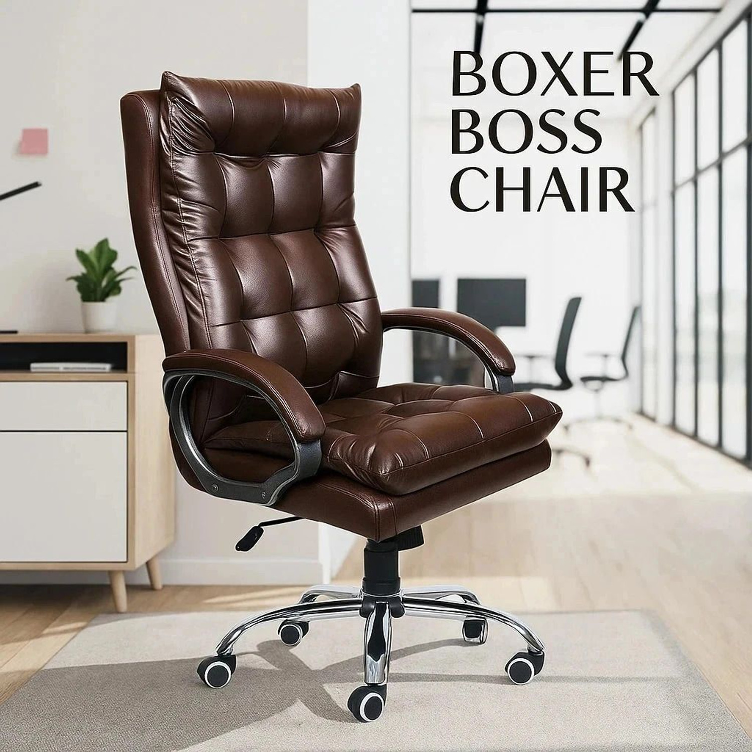Newturn FURNIHUB Boxer Ergonomic Home Premium Leather Office Arm Chair