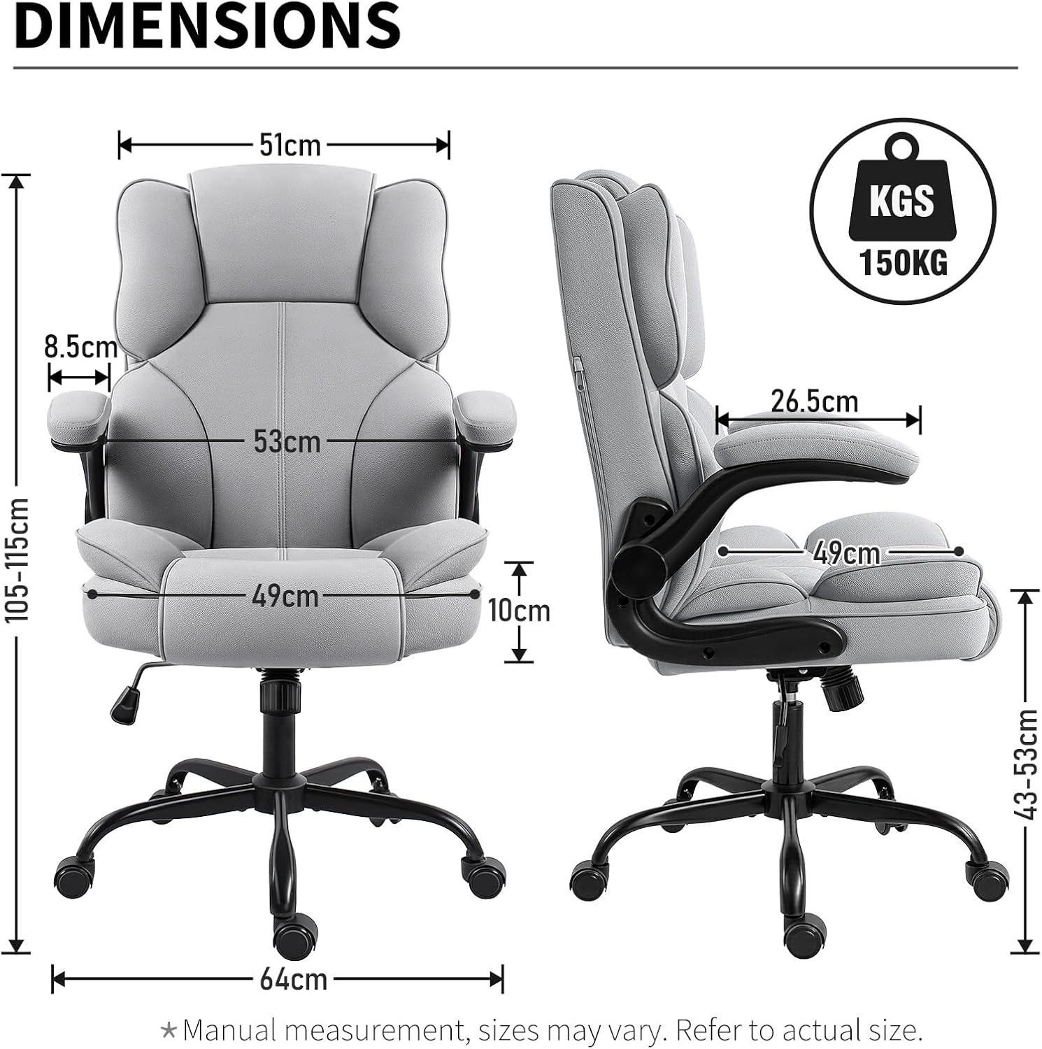 Image of TECHSEAT Leatherette Office Adjustable Arm Chair (Grey, DIY(Do-It-Yourself))