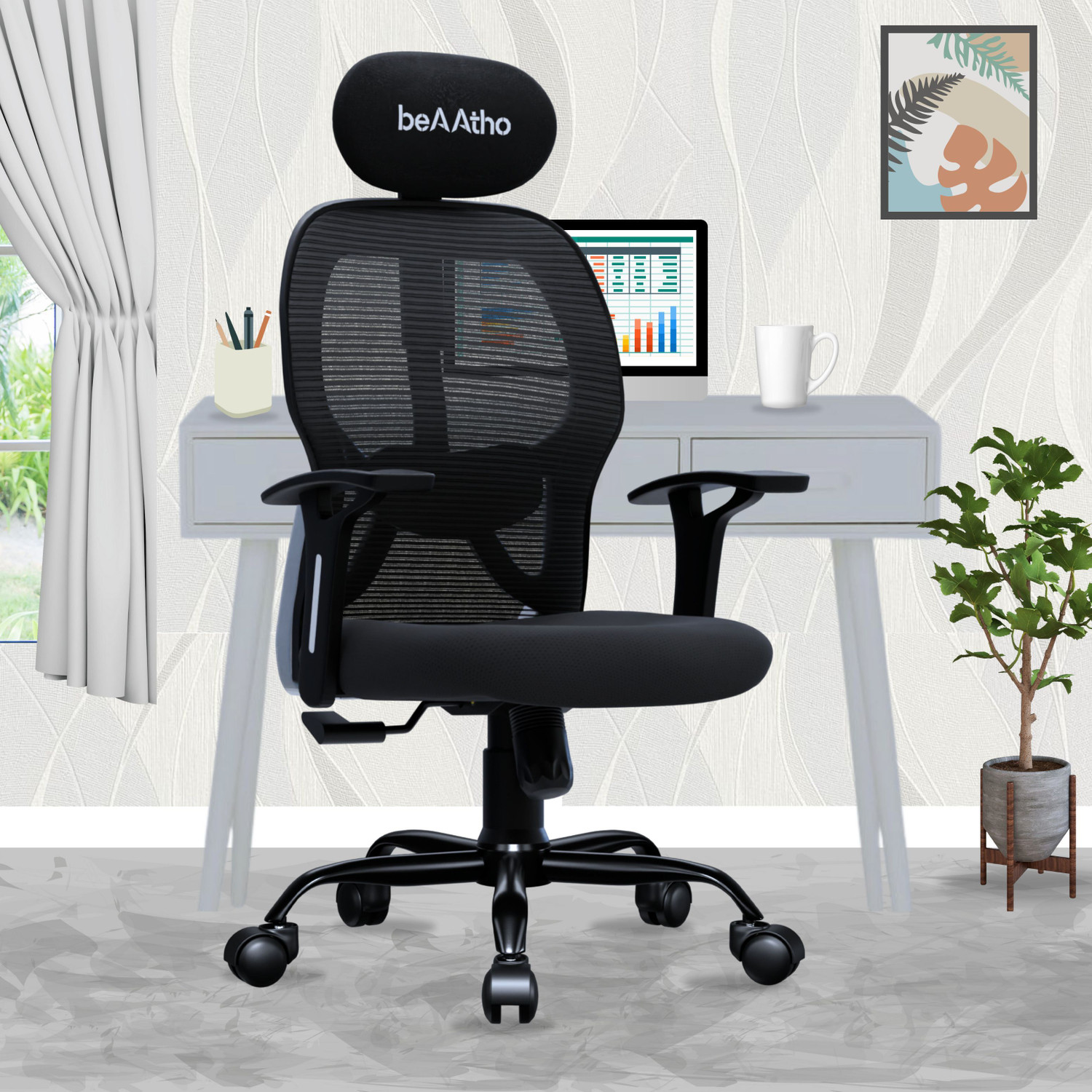 beaatho Leo With 3 Years Warranty High Back Ergonomic Revolving Nylon 