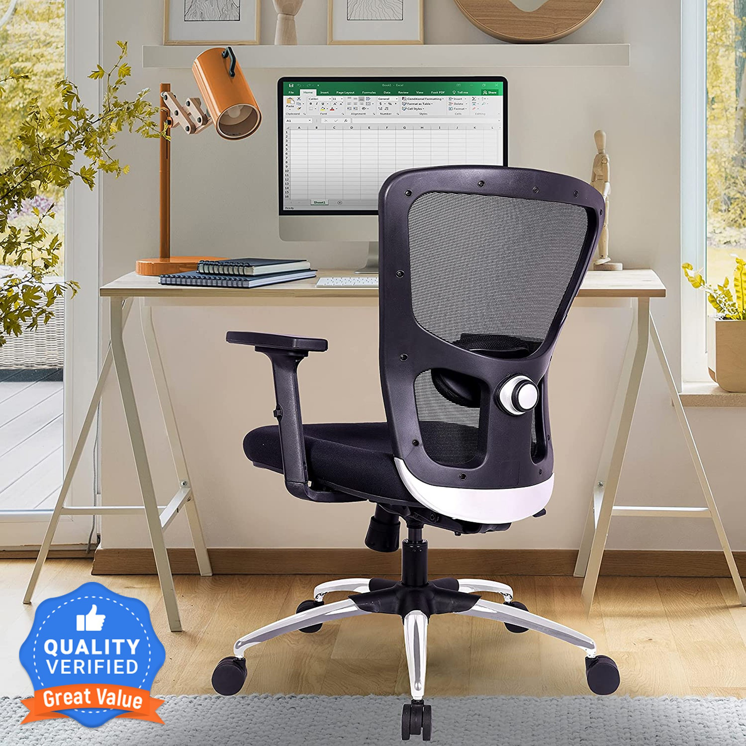 Image of GREEN SOUL Jupiter Superb Mid Back Ergonomic Chair|Home, Office|Adj. Armrest|Lumbar Support Mesh Office Adjustable Arm Chair