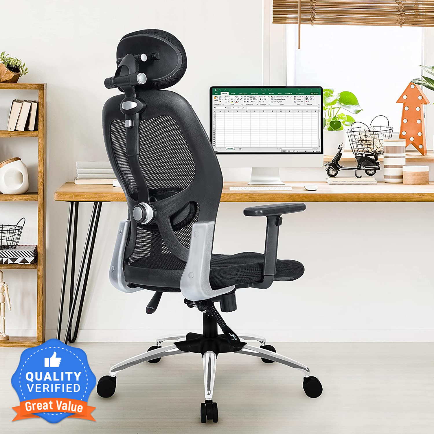 Image of GREEN SOUL NewYork Superb High Back Ergonomic Chair|Home, Office, WFH|Lumbar Support|Tilt Mesh Office Adjustable Arm Chair