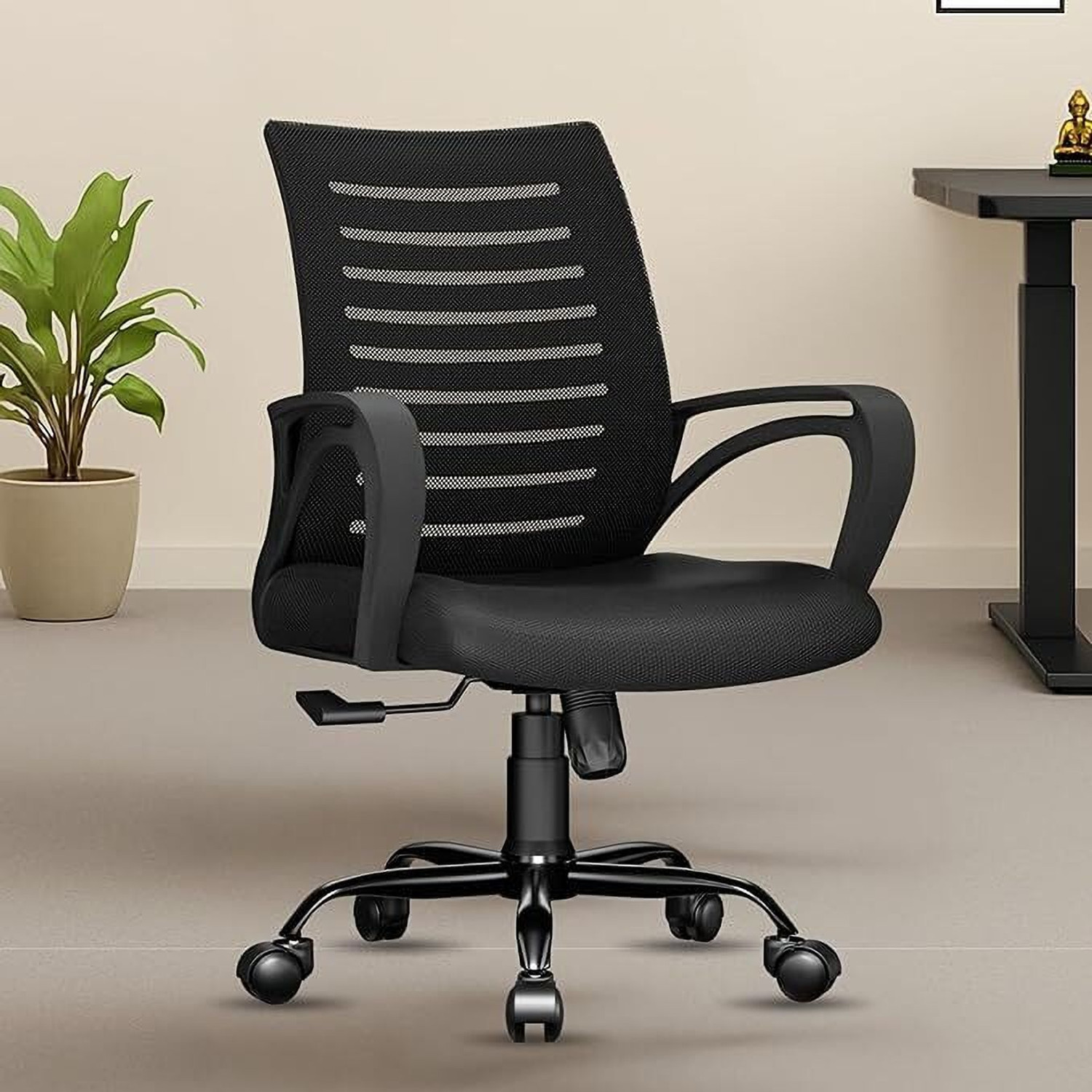 beaatho Verona Mid Back Sturdy Metal Base Nylon Mesh Revolving Chair Mesh Office Executive Chair  (Black, DIY(Do-It-Yourself))